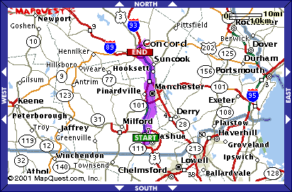 Overview Map to Concord NH