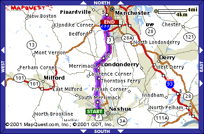 Overview Map to Manchester NH