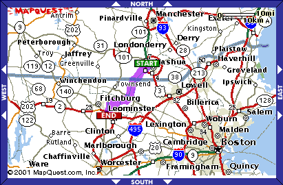 Overview Map to Leominster MA