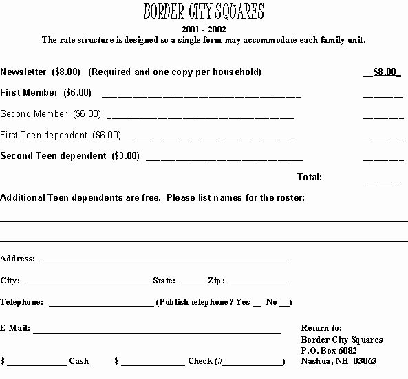 Dues Form 2001-2002